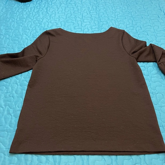 BLACK Ann Taylor Pull Over Bell Sleeve Blouse L - Picture 5 of 11